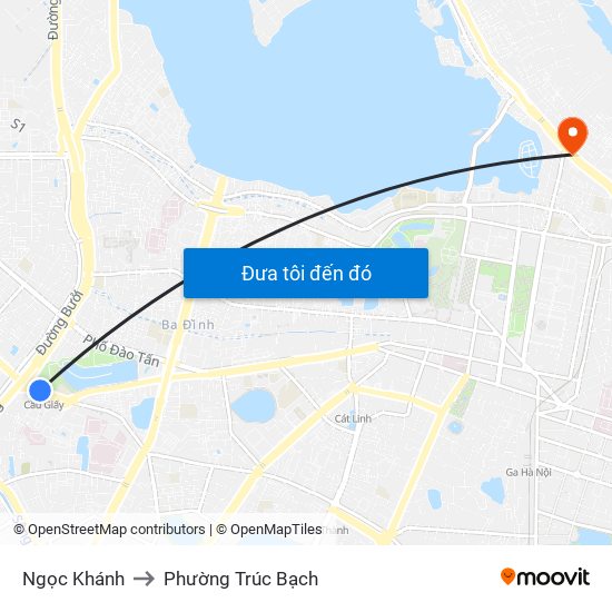 Ngọc Khánh to Phường Trúc Bạch map