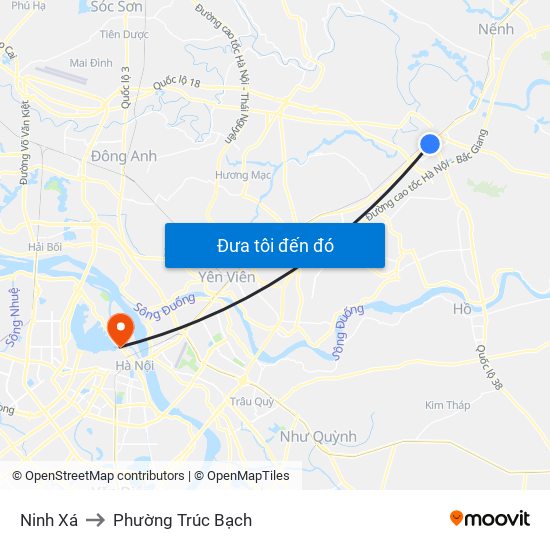 Ninh Xá to Phường Trúc Bạch map