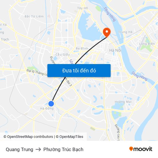 Quang Trung to Phường Trúc Bạch map