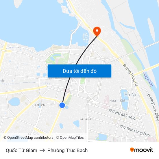 Quốc Tử Giám to Phường Trúc Bạch map