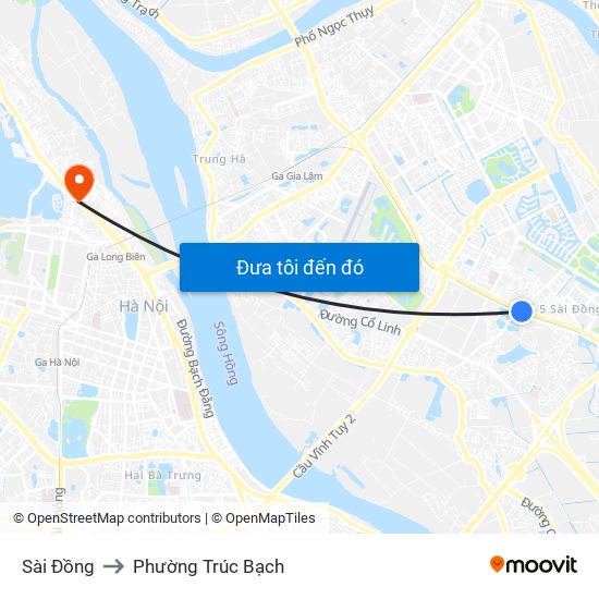 Sài Đồng to Phường Trúc Bạch map