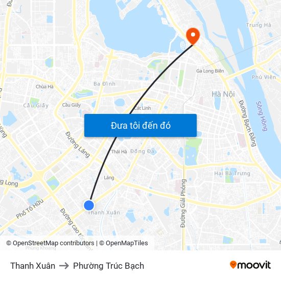 Thanh Xuân to Phường Trúc Bạch map