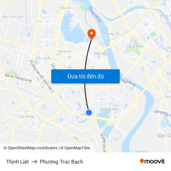 Thịnh Liệt to Phường Trúc Bạch map