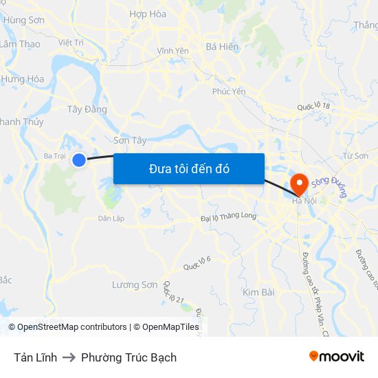 Tản Lĩnh to Phường Trúc Bạch map