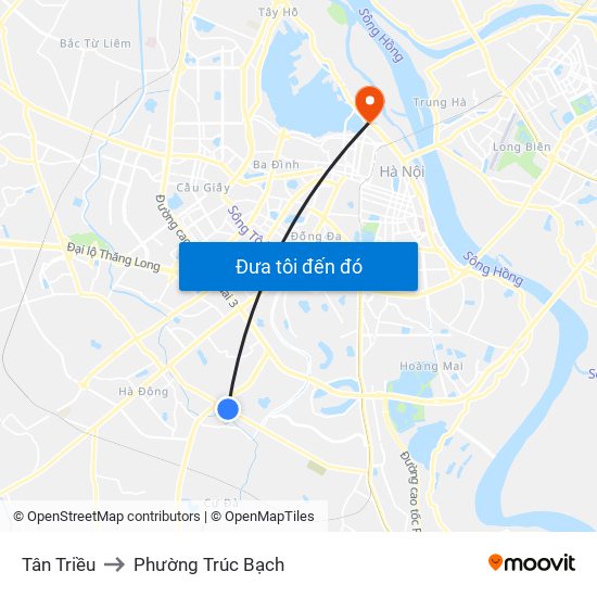 Tân Triều to Phường Trúc Bạch map