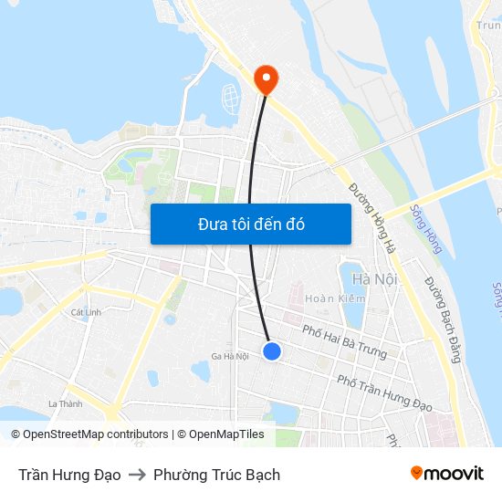 Trần Hưng Đạo to Phường Trúc Bạch map