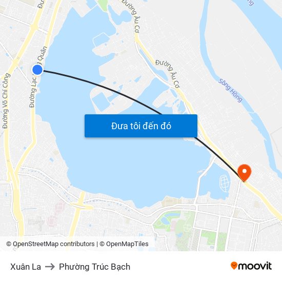 Xuân La to Phường Trúc Bạch map