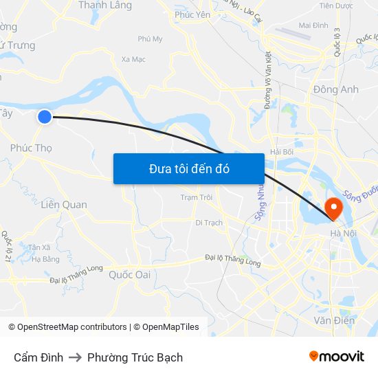 Cẩm Đình to Phường Trúc Bạch map