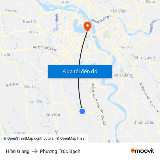 Hiền Giang to Phường Trúc Bạch map