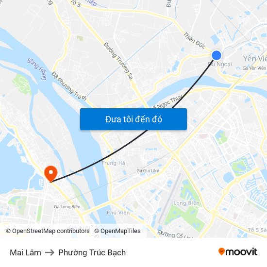 Mai Lâm to Phường Trúc Bạch map