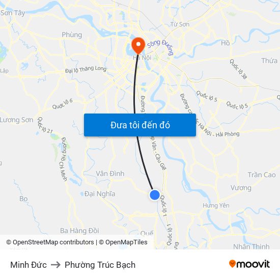 Minh Đức to Phường Trúc Bạch map