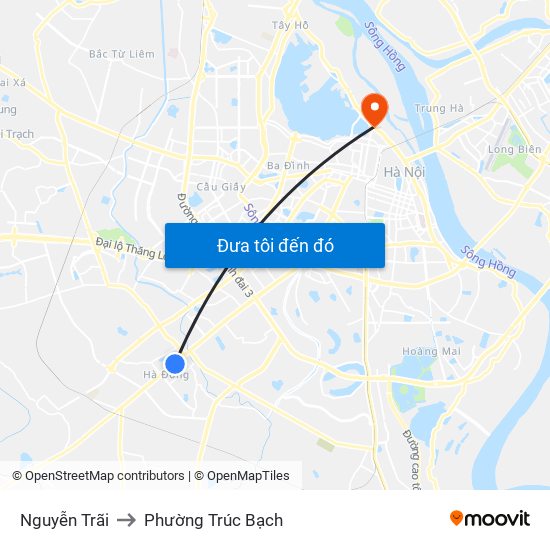 Nguyễn Trãi to Phường Trúc Bạch map