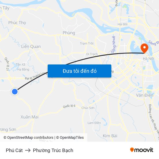 Phú Cát to Phường Trúc Bạch map