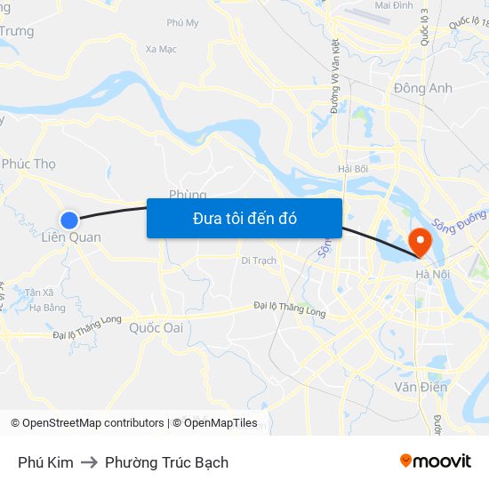 Phú Kim to Phường Trúc Bạch map