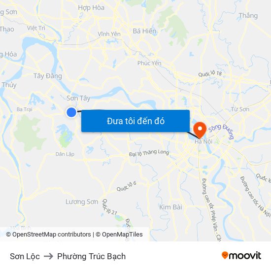 Sơn Lộc to Phường Trúc Bạch map