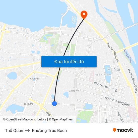 Thổ Quan to Phường Trúc Bạch map