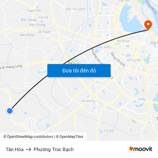 Tân Hòa to Phường Trúc Bạch map