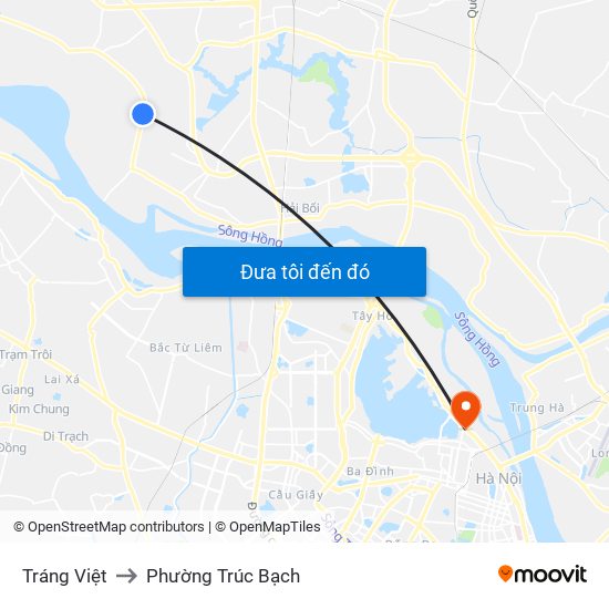 Tráng Việt to Phường Trúc Bạch map