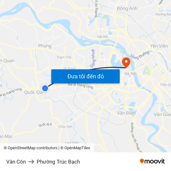 Vân Côn to Phường Trúc Bạch map