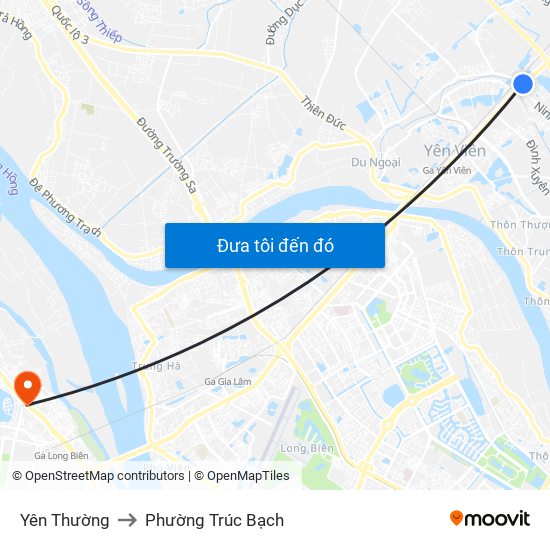 Yên Thường to Phường Trúc Bạch map