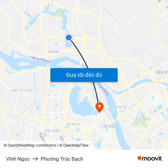 Vĩnh Ngọc to Phường Trúc Bạch map