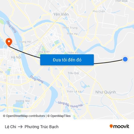Lệ Chi to Phường Trúc Bạch map
