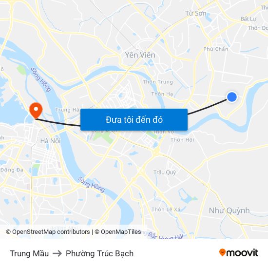 Trung Mầu to Phường Trúc Bạch map