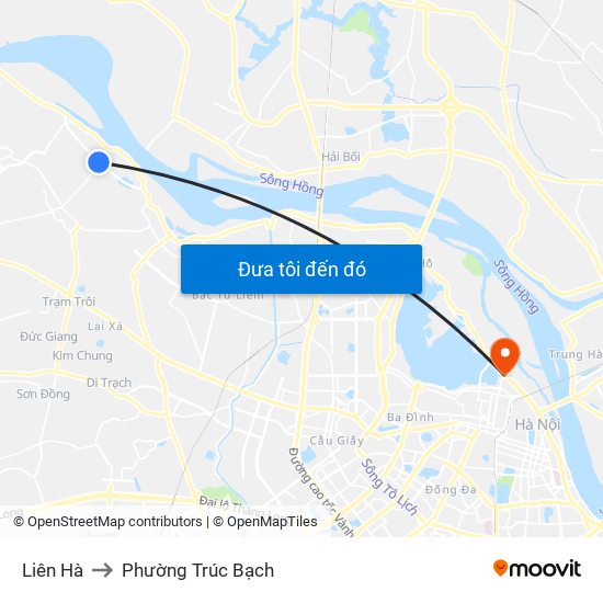 Liên Hà to Phường Trúc Bạch map