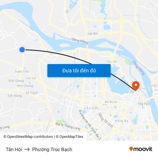 Tân Hội to Phường Trúc Bạch map