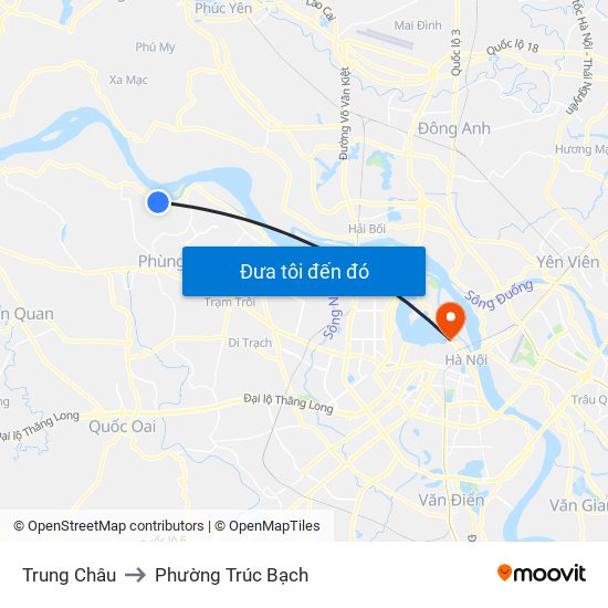 Trung Châu to Phường Trúc Bạch map