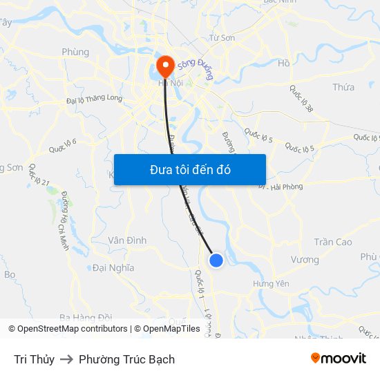 Tri Thủy to Phường Trúc Bạch map