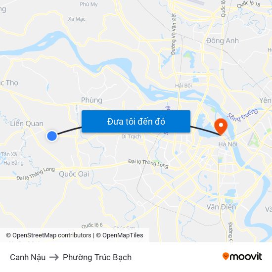 Canh Nậu to Phường Trúc Bạch map
