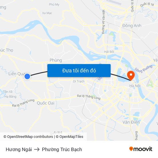 Hương Ngải to Phường Trúc Bạch map