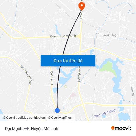 Đại Mạch to Huyện Mê Linh map