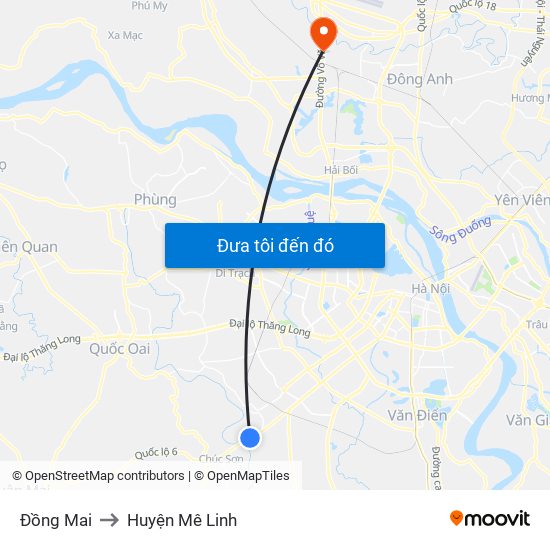 Đồng Mai to Huyện Mê Linh map