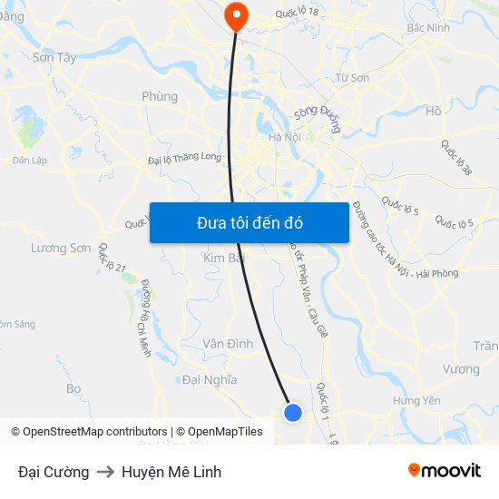 Đại Cường to Huyện Mê Linh map