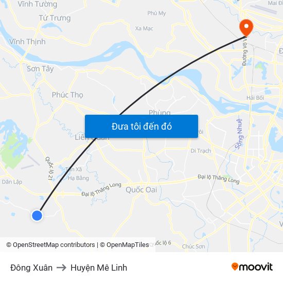 Đông Xuân to Huyện Mê Linh map