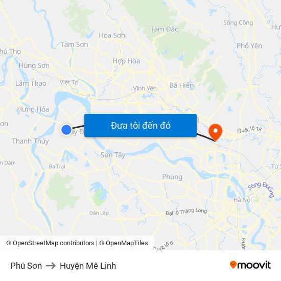 Phú Sơn to Huyện Mê Linh map