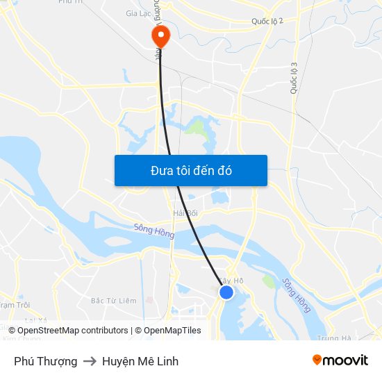 Phú Thượng to Huyện Mê Linh map
