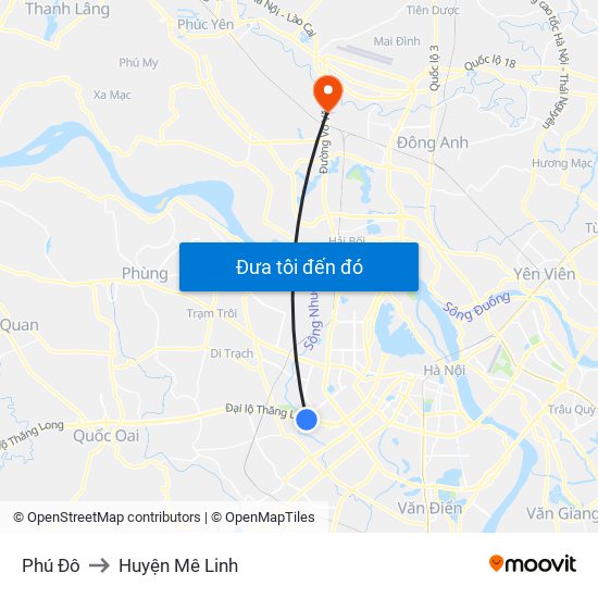 Phú Đô to Huyện Mê Linh map