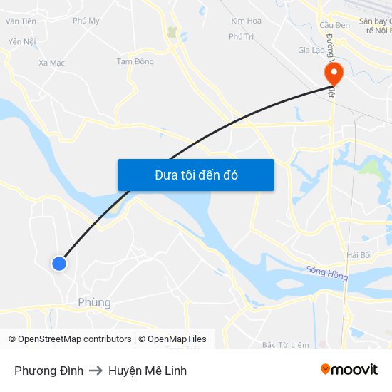Phương Đình to Huyện Mê Linh map