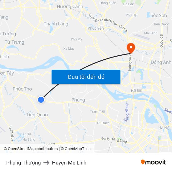 Phụng Thượng to Huyện Mê Linh map