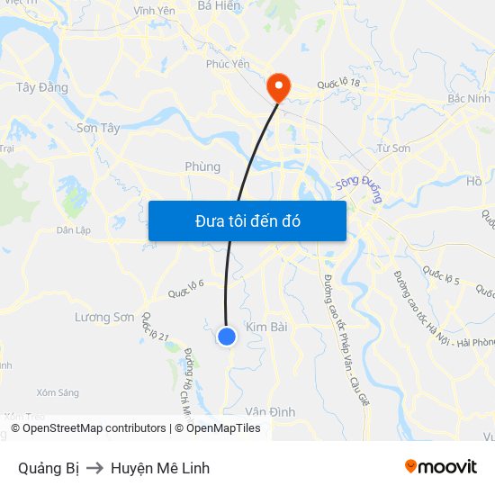 Quảng Bị to Huyện Mê Linh map