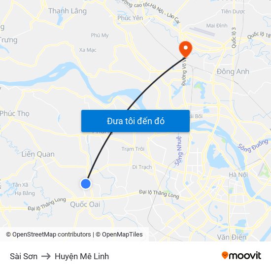 Sài Sơn to Huyện Mê Linh map