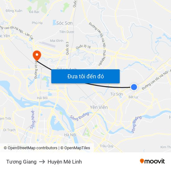 Tương Giang to Huyện Mê Linh map