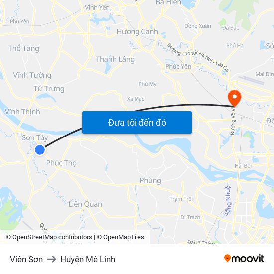 Viên Sơn to Huyện Mê Linh map