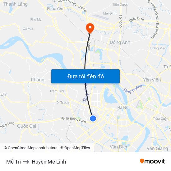 Mễ Trì to Huyện Mê Linh map