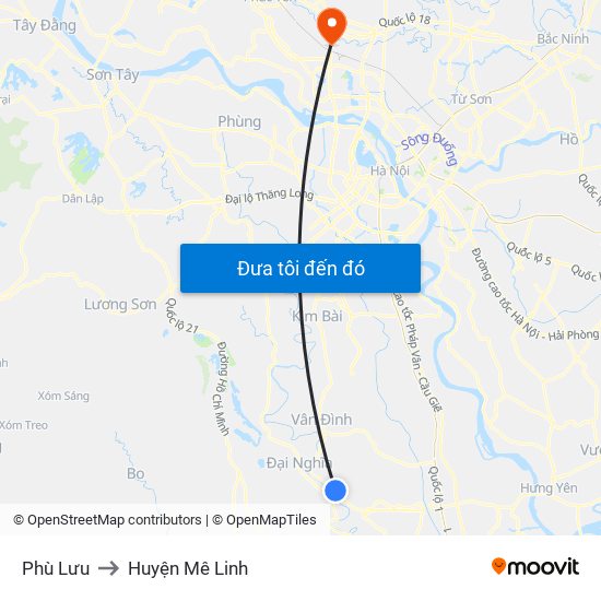 Phù Lưu to Huyện Mê Linh map