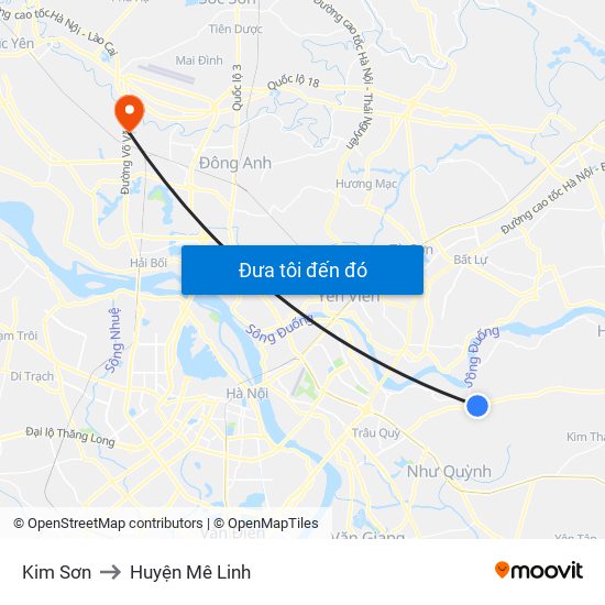 Kim Sơn to Huyện Mê Linh map