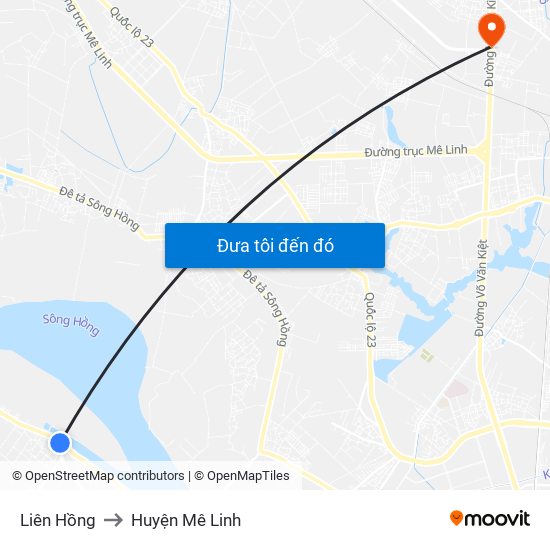 Liên Hồng to Huyện Mê Linh map